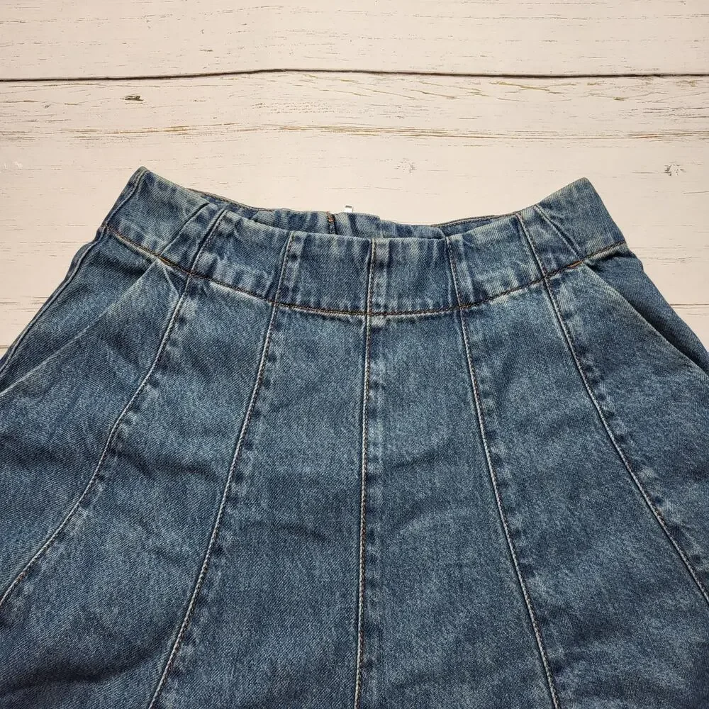 Madewell Flared Airy Denim Midi Jean Circle Skirt Medium Mosby Wash Western 27 - Picture 5 of 9